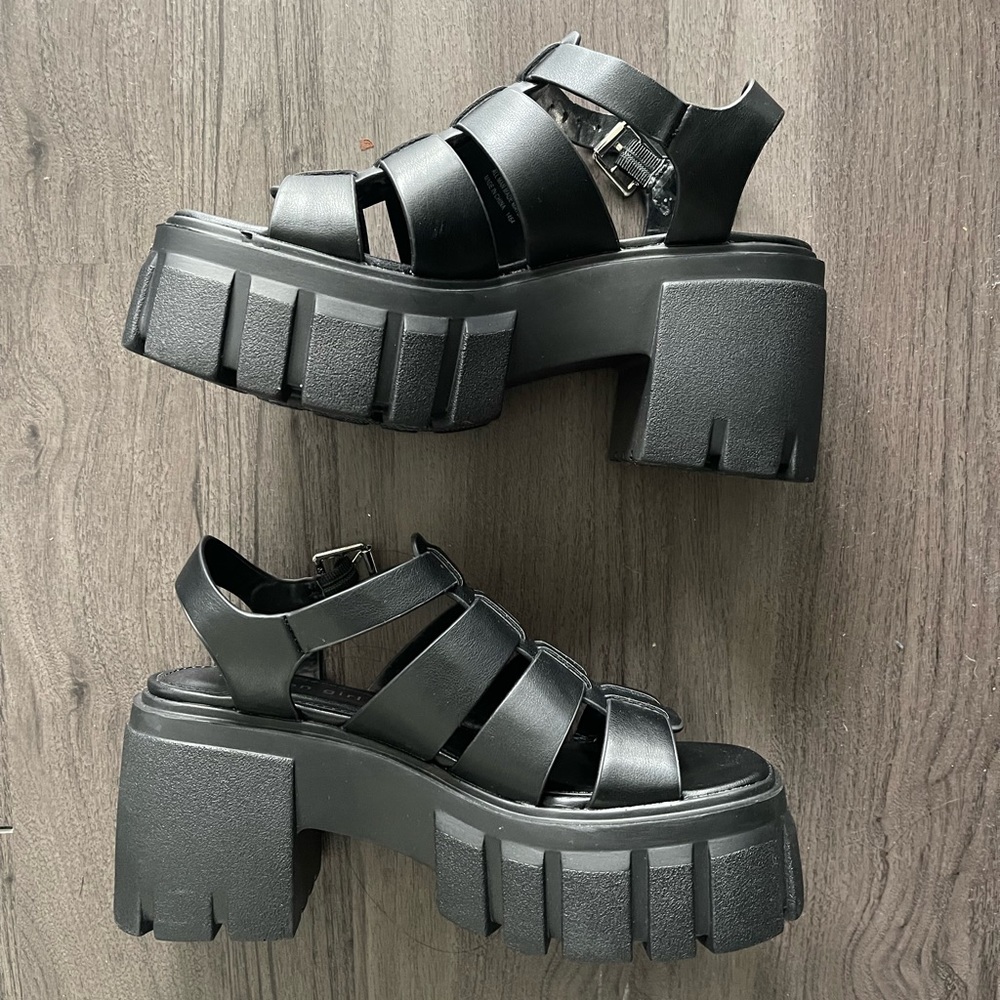 Black Chunky Platform Sandals